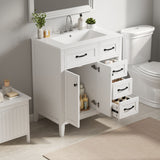 Bathroom Vanity With Sink, Freestanding Design, Soft Close Doors & Drawers - White