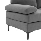 U - Shape Sectional With Legs, Pillow Top Arms - Dark Gray