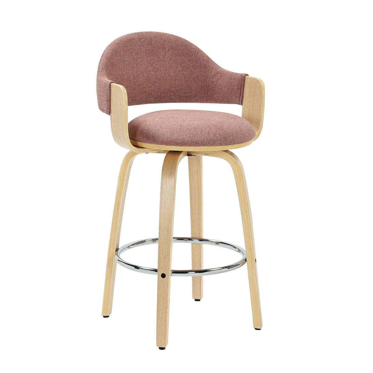 Daxton - Swivel Counter Height Round Back Wood Bar Stool With Faux Leather Seat