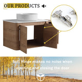 Wall Mounted Bathroom Vanity With Art Sink, 1 Storage Shelf, 2 Soft Close Doors