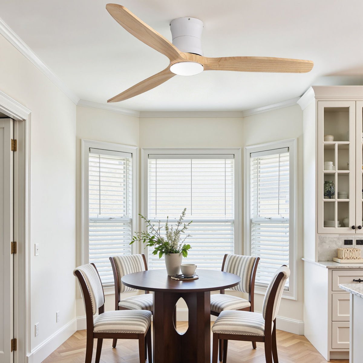 52" Ceiling Fan With Light, Dimmable DC Reversible Motor, 3 Blades