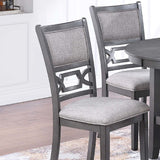 5 Piece Dining Set With Storage Shelves Round Table And Upholstered Side Chairs - Gray