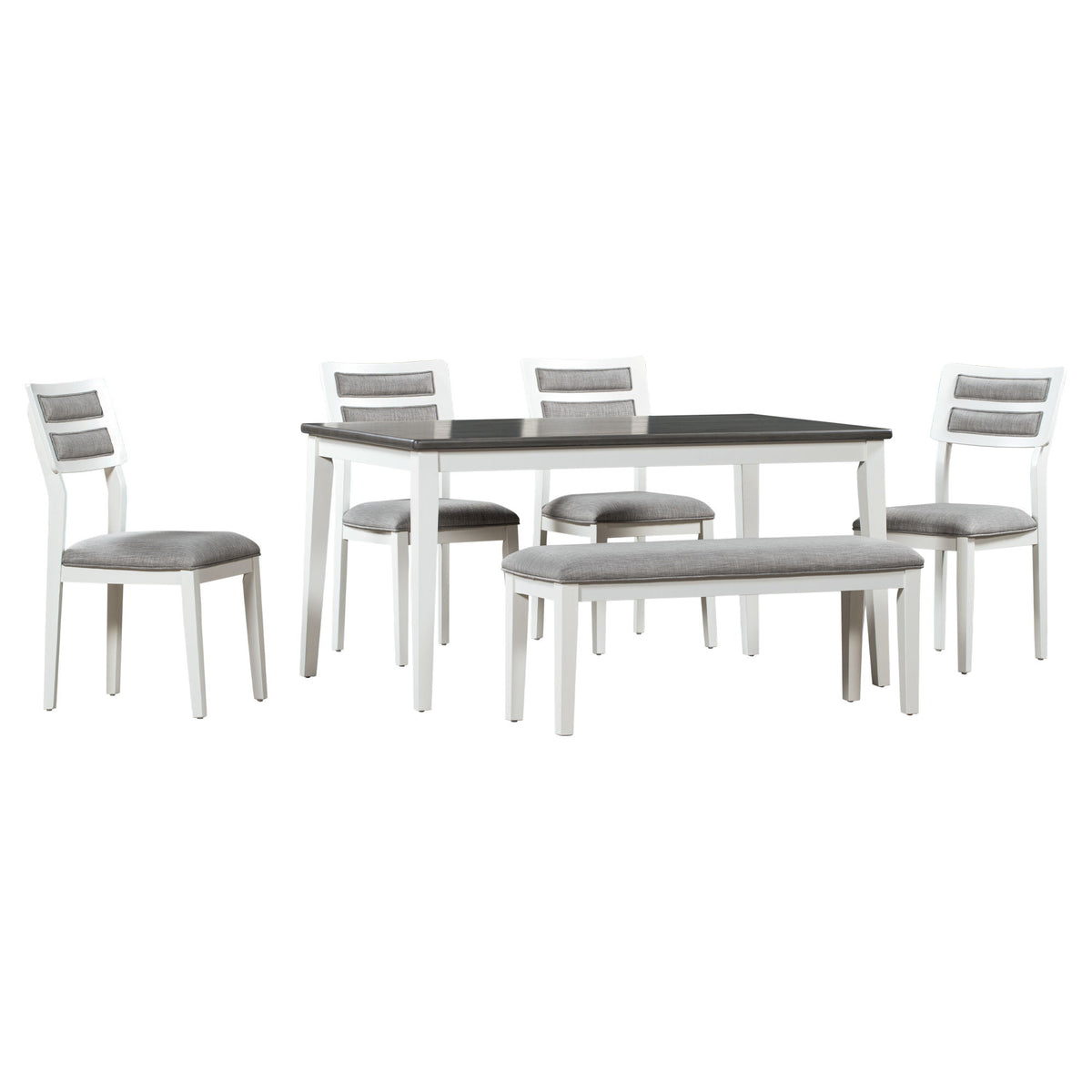 6 Piece Dining Set, Upholstered Chairs And Bench