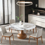 Dining Table, Round With Lazy Susan For Dining Room - Walnut / White