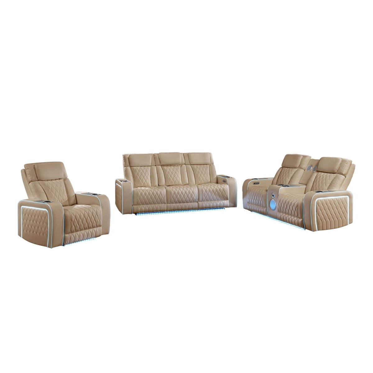 Electra - Power Reclining Set With Power Headrests, Massage And LED Lighting - 3 Piece Living Room Sets available at Alpine Outlets in Denver