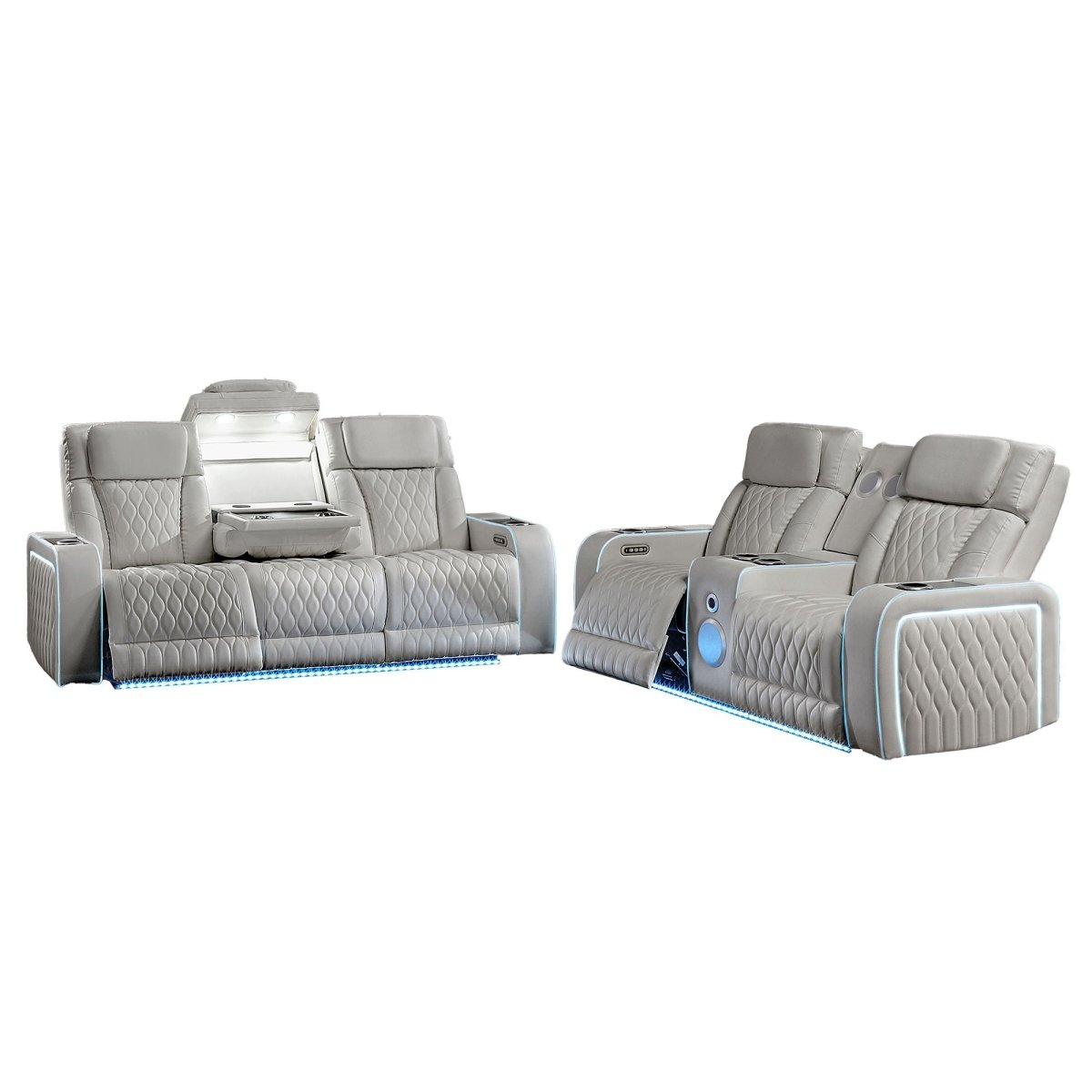 Electra - Power Reclining Set With Power Headrests, Massage And LED Lighting - 3 Piece Living Room Sets available at Alpine Outlets in Denver