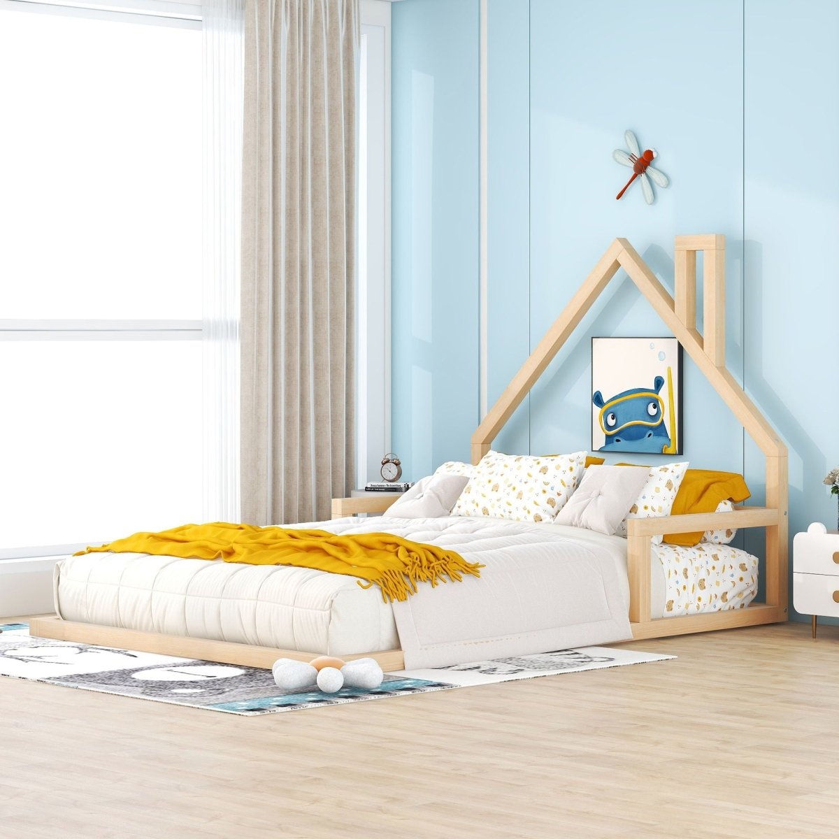 Elegant Floor Bed With House Shaped Headboard - Platform Beds available at Alpine Outlets in Denver