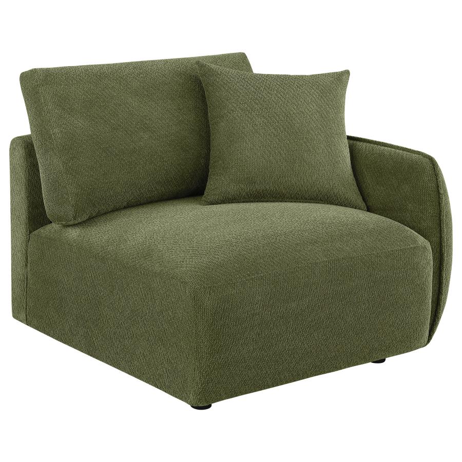 Elysia Chenille Upholstered Modular RAF Chair Green - 🟢 Arm Chairs available at Alpine Outlets in Denver