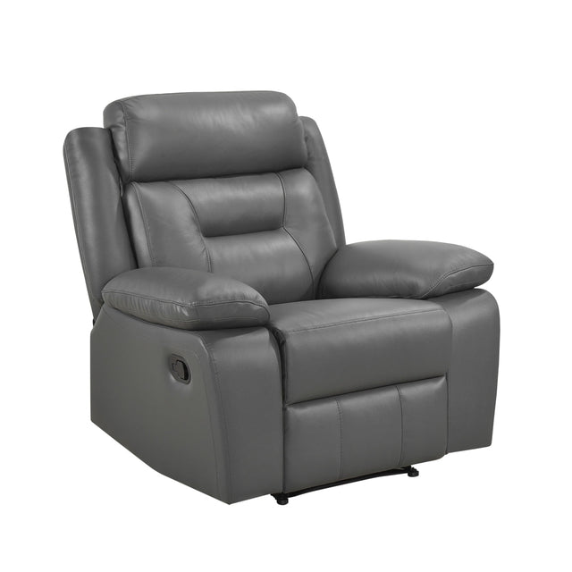 Emillia Dark Gray Leather Manual Recliner Chair – 40" W - Living Room Furniture - Alpine Outlets