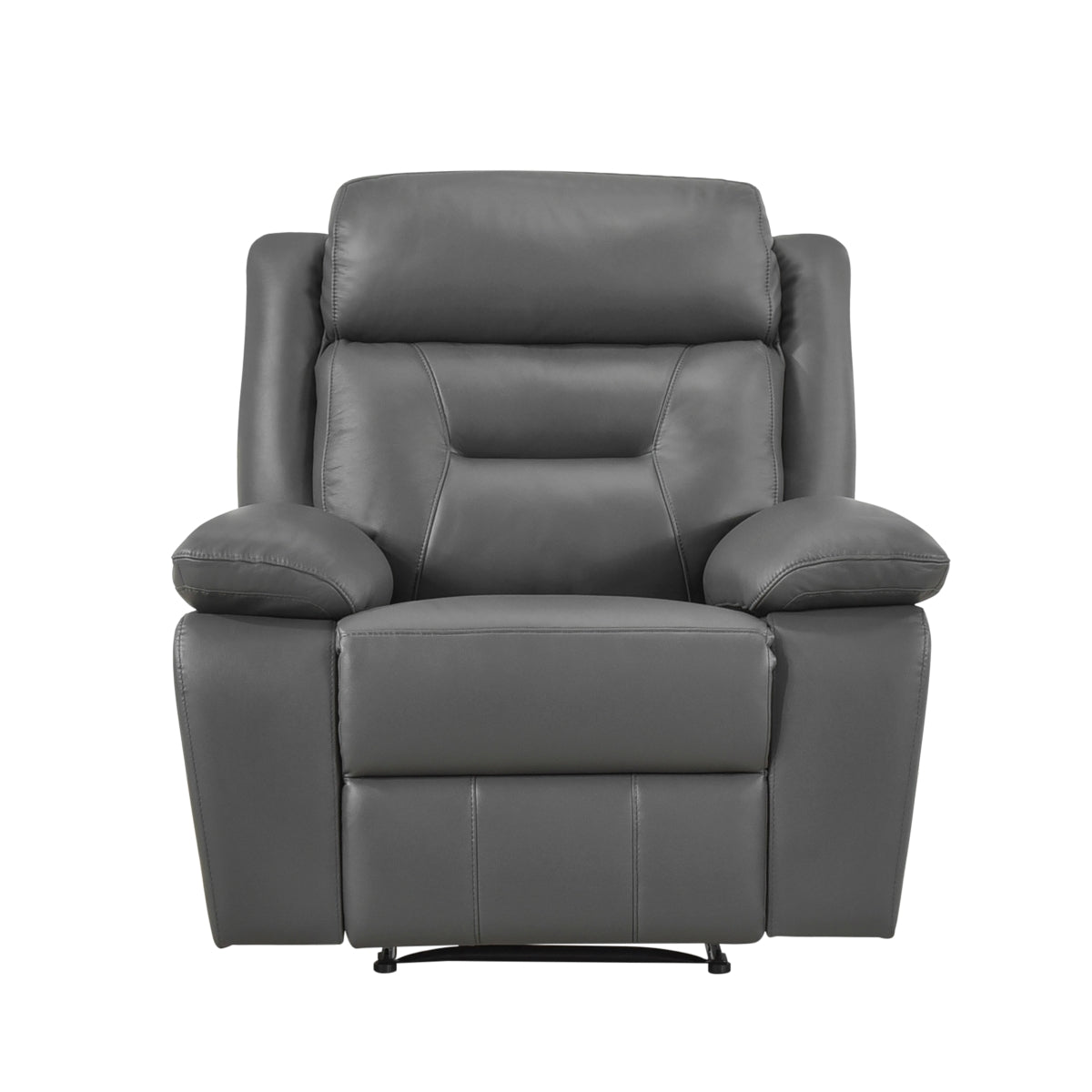 Emillia Dark Gray Leather Manual Recliner Chair – 40" W - Living Room Furniture - Alpine Outlets