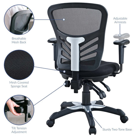 Ergonomic Mesh Office Chair – Black Adjustable - Workspace - Alpine Outlets