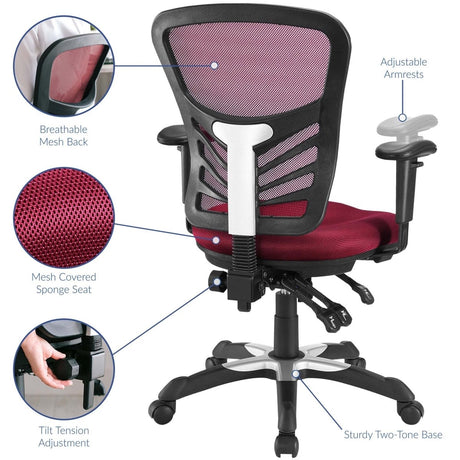 Ergonomic Mesh Office Chair – Red Adjustable - Workspace - Alpine Outlets