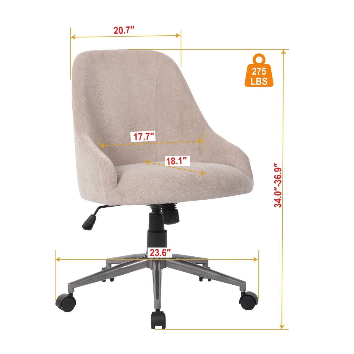 Ergonomic Office Enveloping Bucket Back Swivel Computer Chair - Beige - Swivel Chairs available at Alpine Outlets in Denver