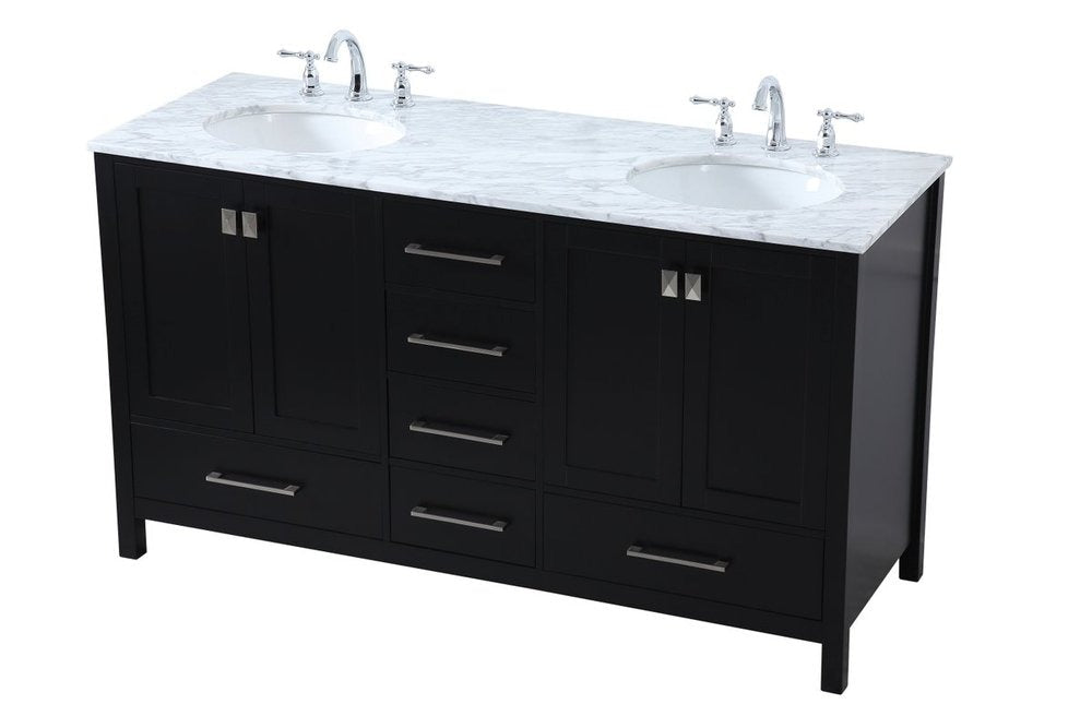 Erina 60 inch Double Bathroom Vanity in Black - 🟢 Bathroom Vanities available at Alpine Outlets in Denver