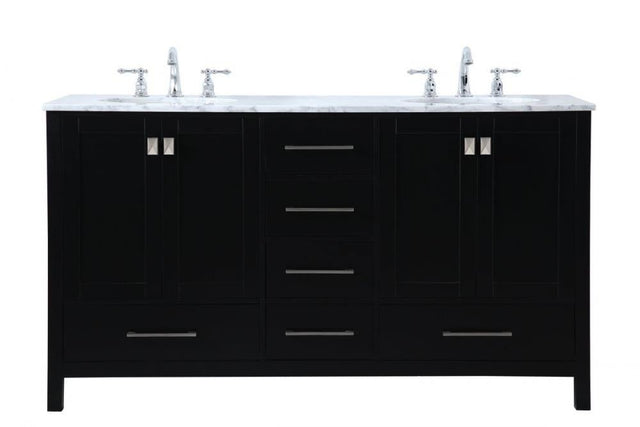 Erina 60 inch Double Bathroom Vanity in Black - 🟢 Bathroom Vanities available at Alpine Outlets in Denver