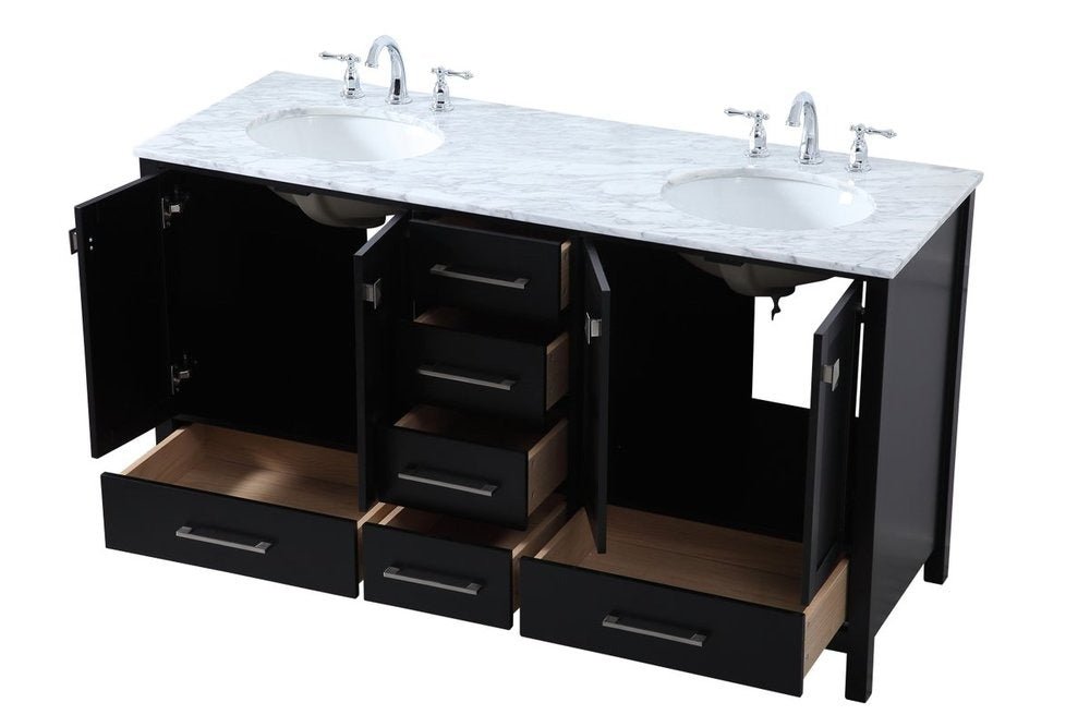 Erina 60 inch Double Bathroom Vanity in Black - 🟢 Bathroom Vanities available at Alpine Outlets in Denver