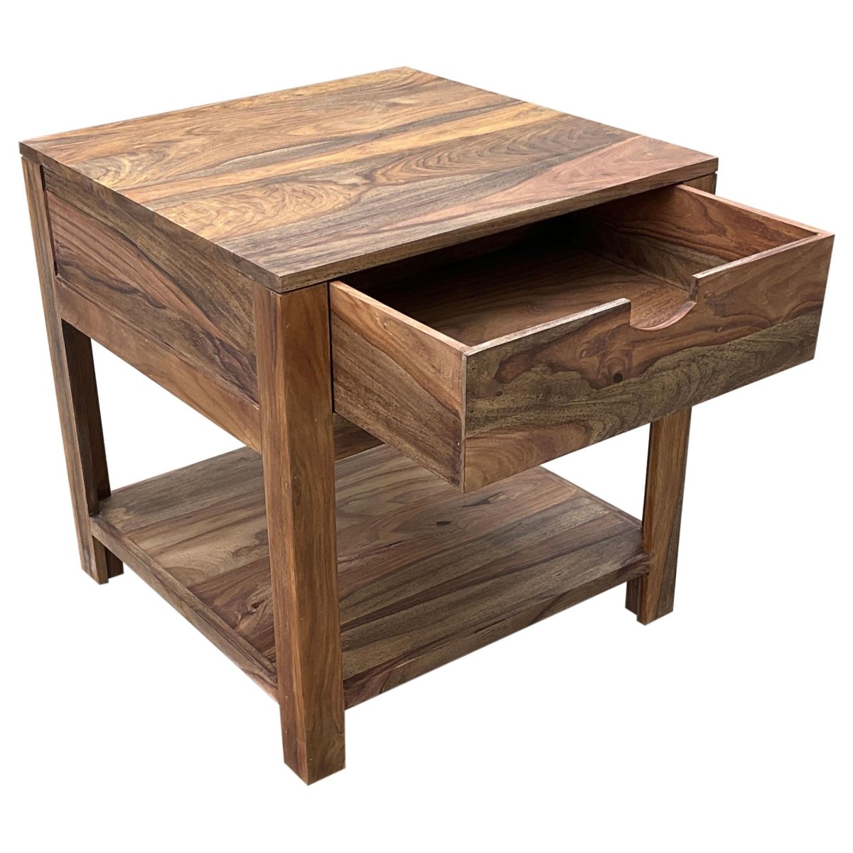 Esther 1 - Drawer Solid Wood Side End Table Natural Sheesham - End & Side Tables available at Alpine Outlets in Denver