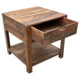 Esther 1 - Drawer Solid Wood Side End Table Natural Sheesham - End & Side Tables available at Alpine Outlets in Denver