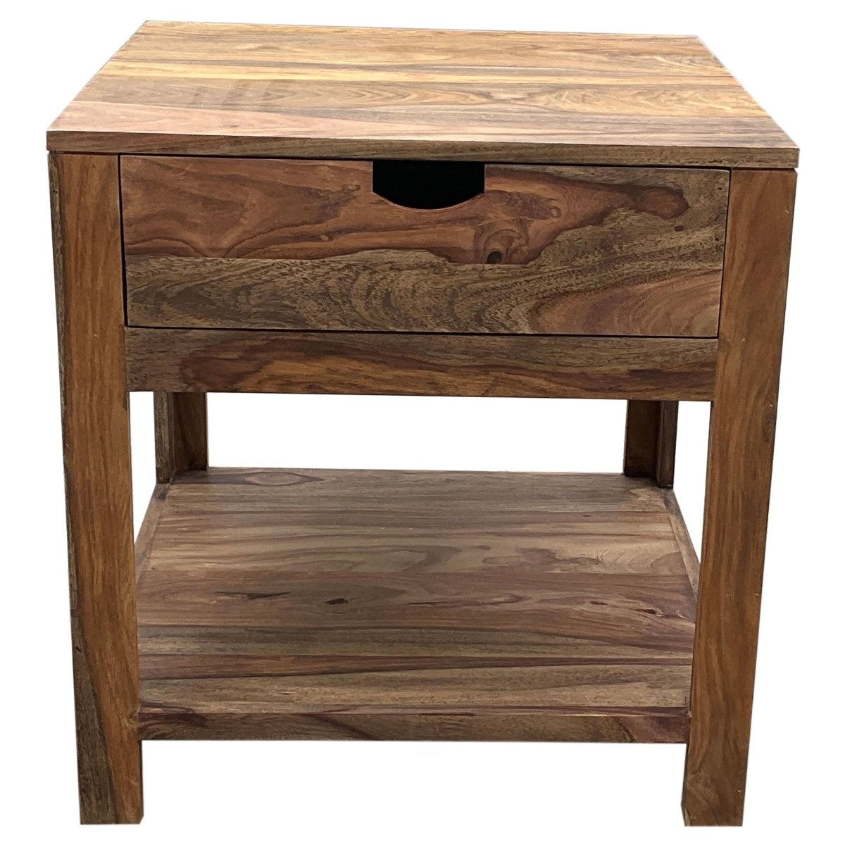 Esther 1 - Drawer Solid Wood Side End Table Natural Sheesham - End & Side Tables available at Alpine Outlets in Denver