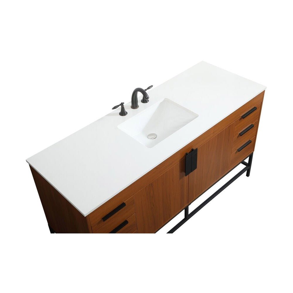 Eugene 60 inch Free Standing Single Basin Vanity in Teak - 🟢 Bathroom Vanities available at Alpine Outlets in Denver