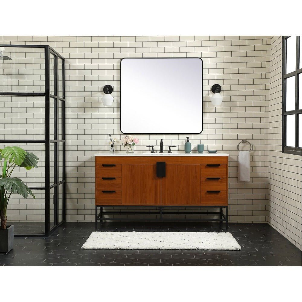Eugene 60 inch Free Standing Single Basin Vanity in Teak - 🟢 Bathroom Vanities available at Alpine Outlets in Denver