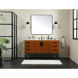 Eugene 60 inch Free Standing Single Basin Vanity in Teak - 🟢 Bathroom Vanities available at Alpine Outlets in Denver