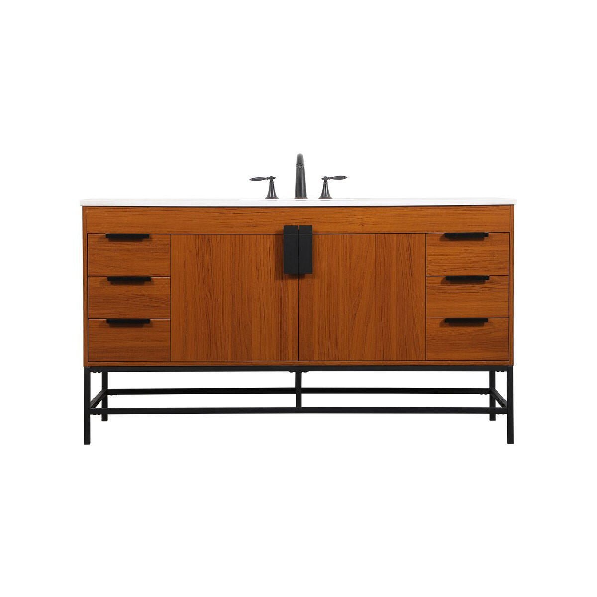 Eugene 60 inch Free Standing Single Basin Vanity in Teak - 🟢 Bathroom Vanities available at Alpine Outlets in Denver