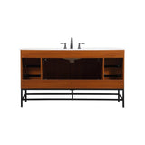 Eugene 60 inch Free Standing Single Basin Vanity in Teak - 🟢 Bathroom Vanities available at Alpine Outlets in Denver