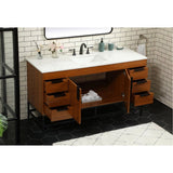 Eugene 60 inch Free Standing Single Basin Vanity in Teak - 🟢 Bathroom Vanities available at Alpine Outlets in Denver