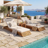 Chaise Lounge Set With 4 Fold Cushion And Built In Headrest