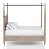 Queen Canopy Bedroom Set With A 2 Drawer Nightstand A Dresser With Poster Mirror And A Door Chest - Sand