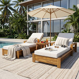 Chaise Lounge With 3 Fold Cushion Set, 3 Position Adjustable Backrest
