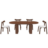 Oval Dining Table Set For 6 With 4 Chairs - Walnut