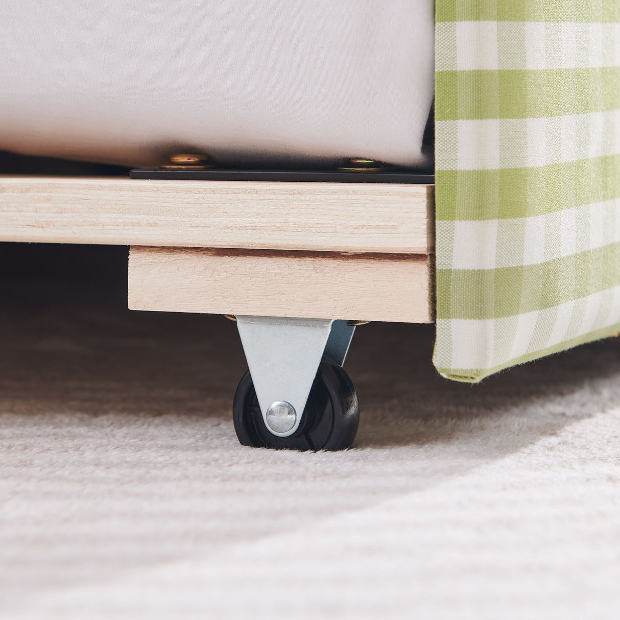 Gingham Daybed With USB Charging Port, Wave-Shaped Design