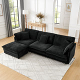 L-Shaped Sectional Sofa With Ottoman, Convertible 4 Seater Couch