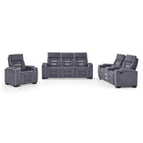 Austin - 3 Piece Reclining Sofa And Loveseat With Storage Arms - Gray