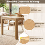 Rectangular Dining Table With Parquet Top, Rounded Corners
