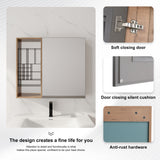 Wall Mounted Bathroom Mirror Cabinet With Adjustable Shelves - Imitative Oak