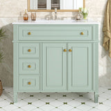 Bathroom Vanity With Sink, 3 Drawers & 2 Soft-Close Doors