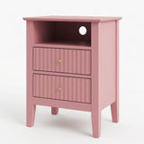 Fluted Nightstand With 2 Drawers