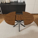 Round Dining Table With Extendable Blades, X Base
