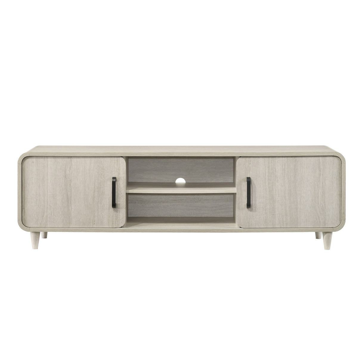 TV Stand With Sliding Doors And Handles, Living Room Furniture - Antique White