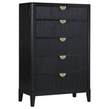 California King 5 Piece Bedroom Set With Fluted Detailing - Black