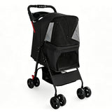 Foldable Pet Stroller For Small Dogs And Cats With Multi Functional Tray