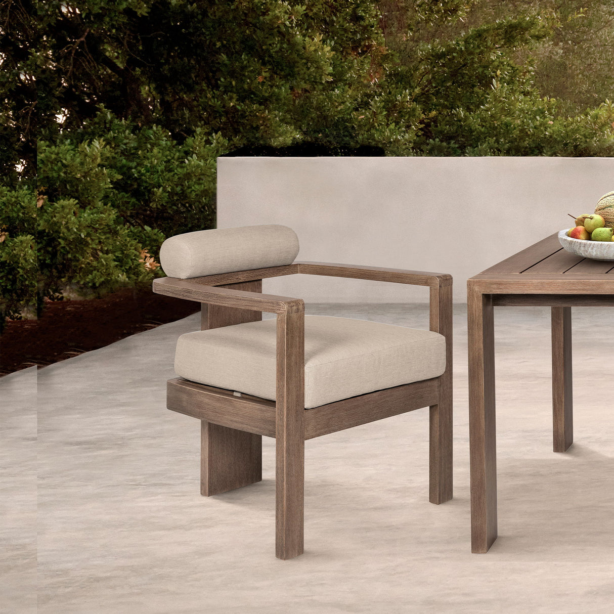 Relic - Outdoor Patio Dining Chair - Weathered Eucalyptus / Taupe