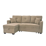 Sleeper Sectional Sofa With Pull Out Bed, Reversible Chaise, Hidden Storage