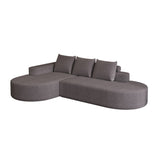 Modern Curved Sofa, L-Shaped Modular Sectional Set With 3 Pillows