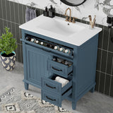 Bathroom Vanity With Sink Top, Flip Drawers, Adjustable Shelf