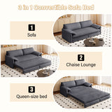 Queen Pull Out Sofa Bed, 3 In 1 Convertible Sleeper Sofa With Side Storage