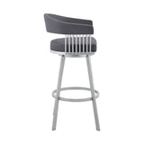 Chelsea - 25" Slate Gray Faux Leather And Silver Metal Bar Stool